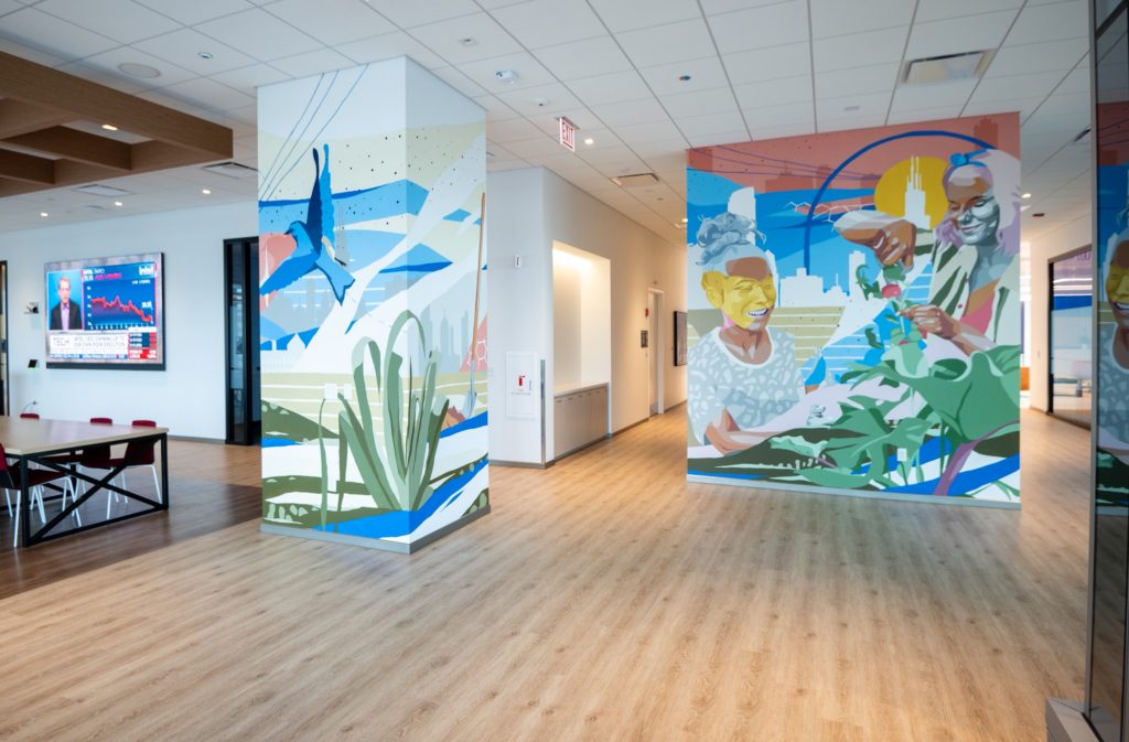 BMO Harris, custom mural dowtown Chicago - mural services by IPaintMyMind