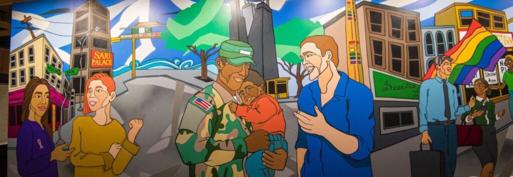 sam kirk corporate mural for Pepsico section of military man, copyright by ipaintmymind