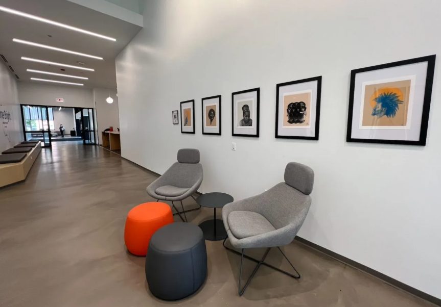 Discover Office with art on display