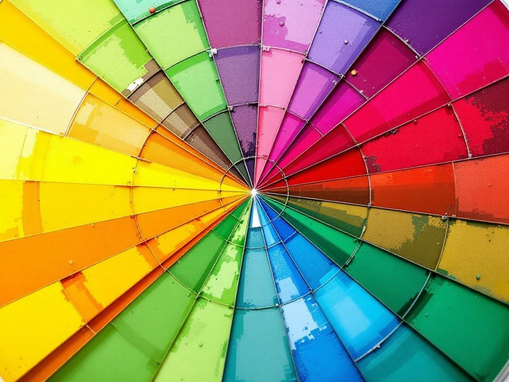 A Rainbow wheel showing colors in different shades
