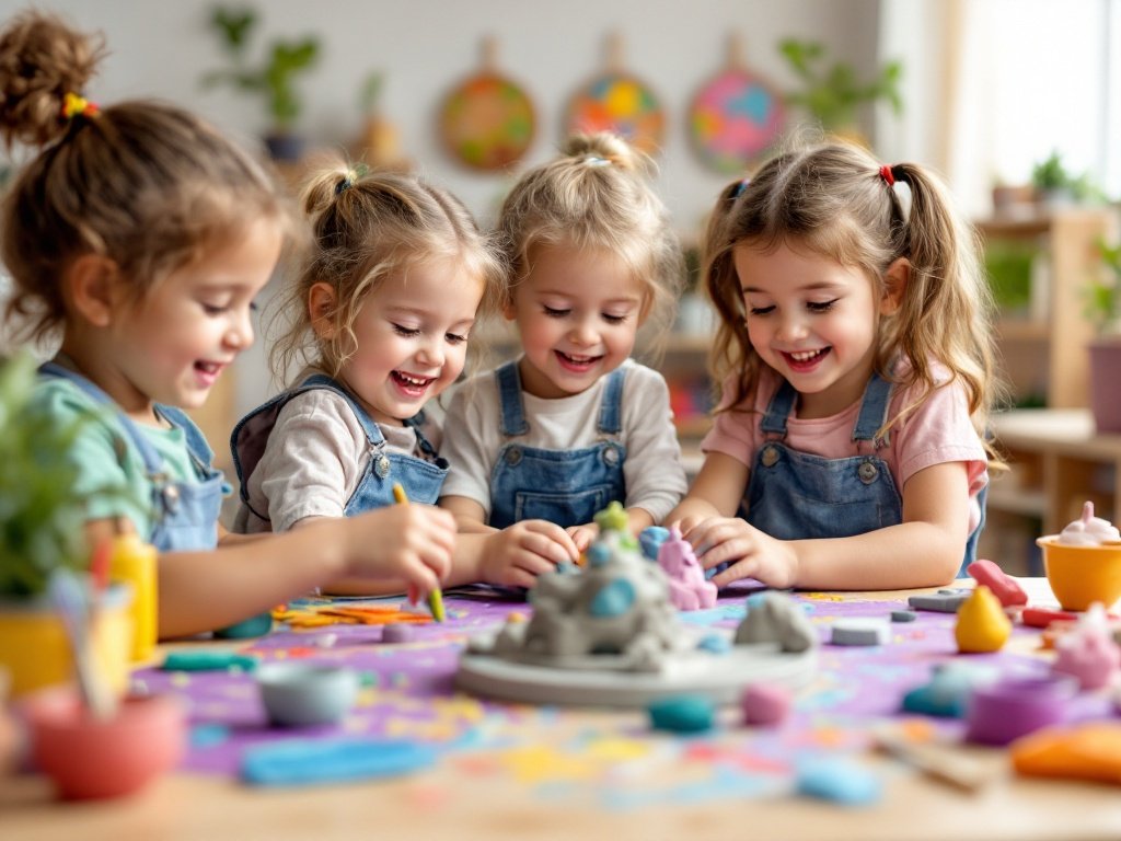 Creative activity for kids, playing with clay - Preschool Art Projects